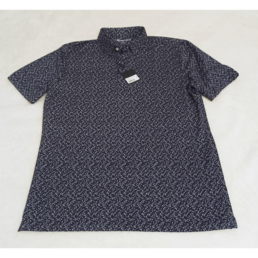 NWT Mizzen Main Halyard Polo Shirt Mens Large Navy Indigo Confetti Stretch Trim - Picture 3 of 9